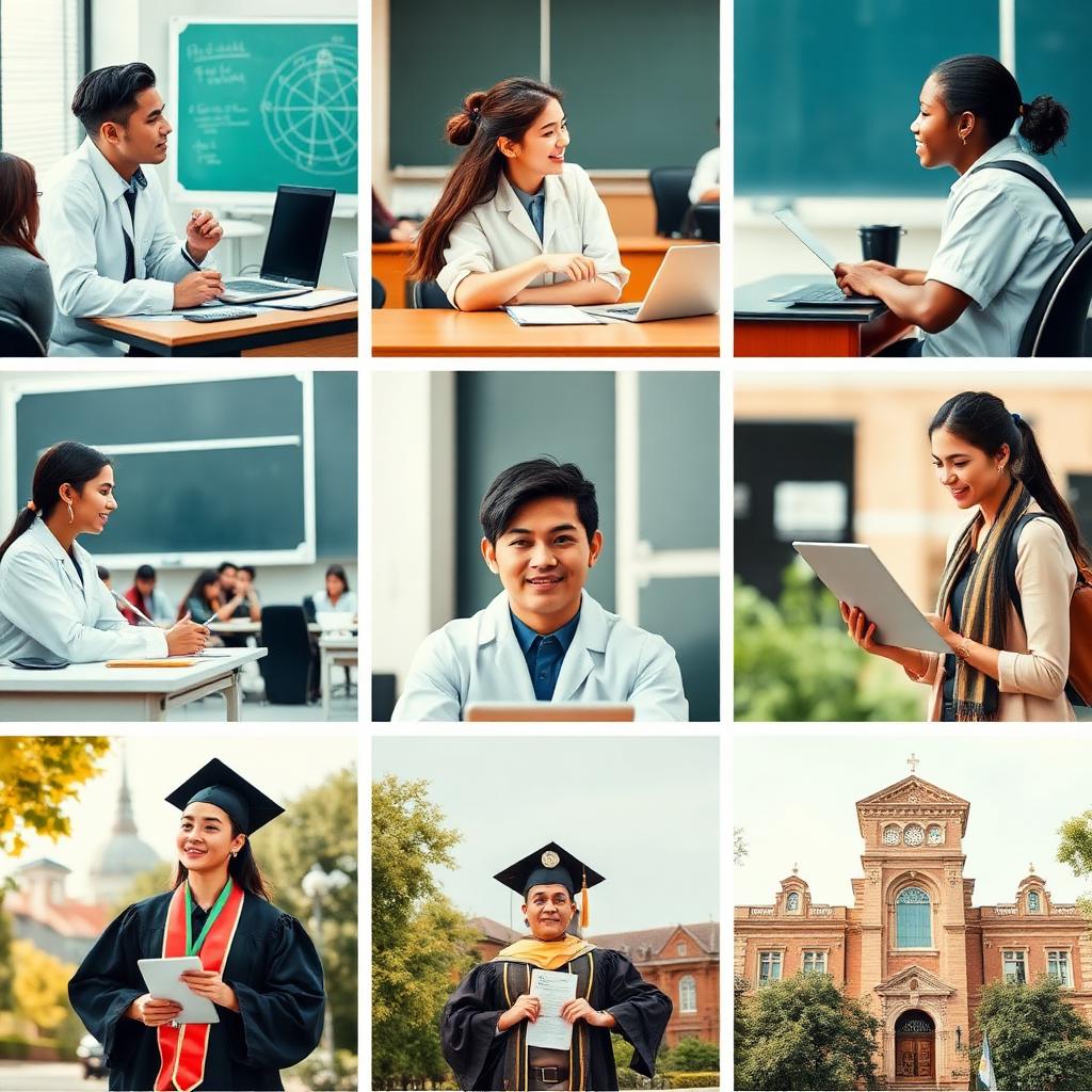 A collage of university life.